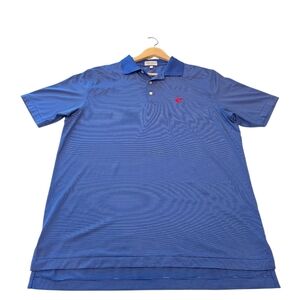Peter Millar Summer Comfort Performance Golf Polo Shirt Blue/White Stripe Mens L